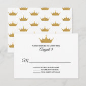 Carte RSVP de mariage Couronne d'or (Devant / Derrière)