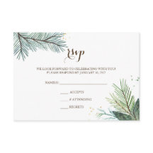 Carte RSVP de mariage Couronne hivernale