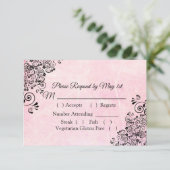 Carte RSVP de mariage crackle rose (Debout devant)