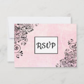 Carte RSVP de mariage crackle rose (Dos)