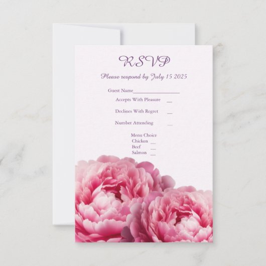Carte RSVP de mariage d'acceptation florale (Devant)