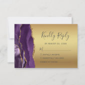Carte RSVP de Mariage d'Agate d'Or Violet Moderne (Devant)