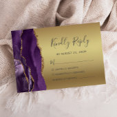 Carte RSVP de Mariage d'Agate d'Or Violet Moderne