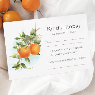 Carte RSVP de mariage d'agrumes orange