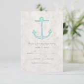 Carte RSVP de mariage d'Ancre turquoise rustique (Debout devant)