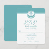 Carte RSVP de mariage d'Ancres nautiques turquoise (Devant / Derrière)