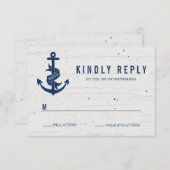 Carte RSVP de mariage d'Ancres rustiques / Marine (Devant / Derrière)