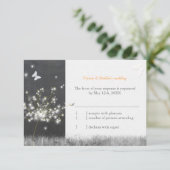 Carte RSVP de mariage Dandelion tableau noir (Debout devant)
