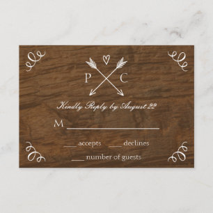 Carte RSVP de mariage dans l'arbre rustique