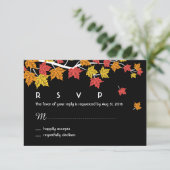 Carte RSVP de mariage d'automne avec Feuilles d'ér (Debout devant)