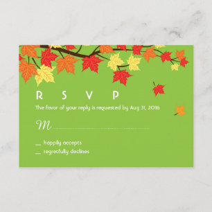 Carte RSVP de mariage d'automne avec Feuilles d'ér
