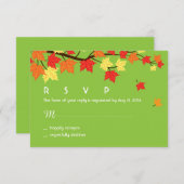 Carte RSVP de mariage d'automne avec Feuilles d'ér (Devant / Derrière)