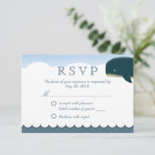 Carte RSVP de mariage de baleine volante élégante (Debout devant)
