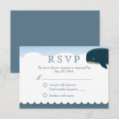 Carte RSVP de mariage de baleine volante élégante (Devant / Derrière)