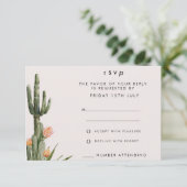 Carte RSVP de mariage de cactus floraux orange mod (Debout devant)