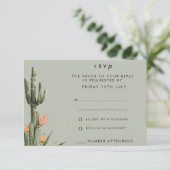 Carte RSVP de mariage de cactus floraux orange mod (Debout devant)