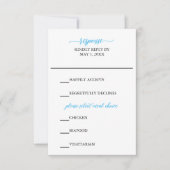 Carte RSVP de mariage de calligraphie bleue (Devant)