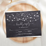 Carte RSVP de mariage de Chalkboard budget<br><div class="desc">des amis Invitations et la famille à votre mariage avec ces invitations de mariage rustiques et des cartes rsvp budget. Ces cartes RSVP de mariage sont dotées d'une ardoise en damier gris rustique avec d'élégantes lampes à cordes. DROIT D'AUTEUR © 2020 Judy Burrows, Black Dog Art - Tous droits réservés....</div>