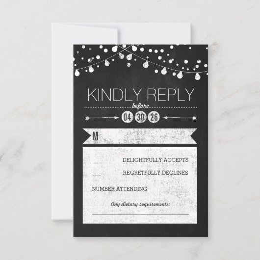 Carte RSVP de Mariage de Chalkboard moderne (Devant)