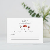 Carte RSVP de mariage de champignons rustiques (Debout devant)