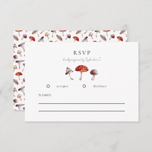 Carte RSVP de mariage de champignons rustiques (Devant / Derrière)