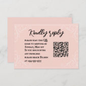 Carte RSVP de mariage de code QR Blush Satin (Devant / Derrière)