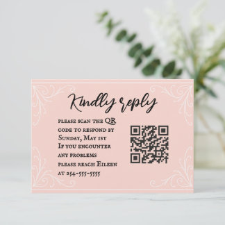 Carte RSVP de mariage de code QR Blush Satin
