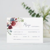 Carte RSVP de mariage de code QR de script d'aquar (Debout devant)