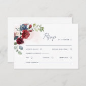 Carte RSVP de mariage de code QR de script d'aquar (Devant / Derrière)