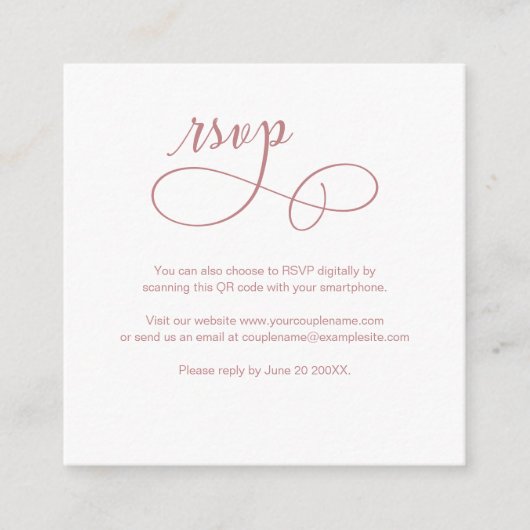 Carte RSVP de mariage de code QR de script de budg (Devant)