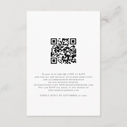 Carte RSVP de Mariage de code QR de superposition  (Dos)