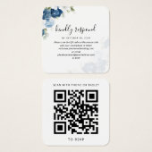 Carte RSVP de mariage de code QR Floral Aquarelle (Devant & derrière)