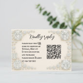 Carte RSVP de mariage de code QR Hirloom Diamond (Debout devant)