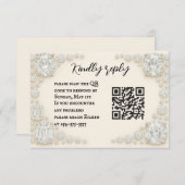 Carte RSVP de mariage de code QR Hirloom Diamond (Devant / Derrière)