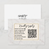 Carte RSVP de mariage de code QR Whisper en marbre (Devant / Derrière)