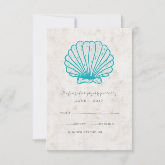 Carte RSVP de mariage de coquillages rustiques tur (Devant)