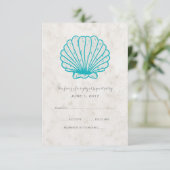 Carte RSVP de mariage de coquillages rustiques tur (Debout devant)