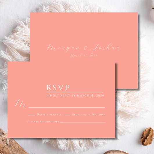 Carte RSVP de Mariage de Corail moderne