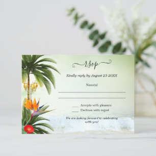 Carte RSVP de mariage de destination de plage trop