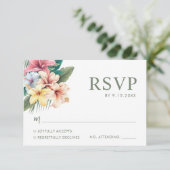 Carte RSVP de mariage de destination Hibiscus trop (Debout devant)