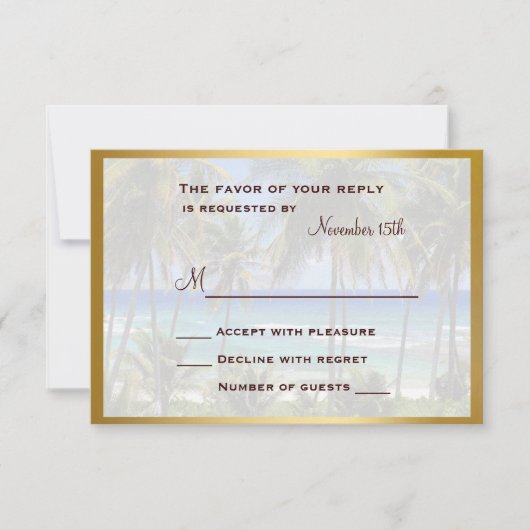 Carte RSVP de mariage de destination tropicale (Devant)