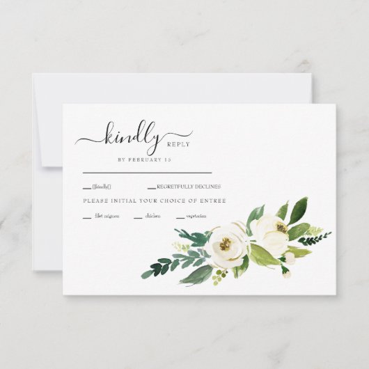 Carte RSVP de mariage de Fleurs blanches (Devant)