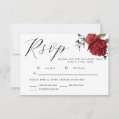 Carte RSVP de mariage de fleurs d'aquarelle de la  (Devant)