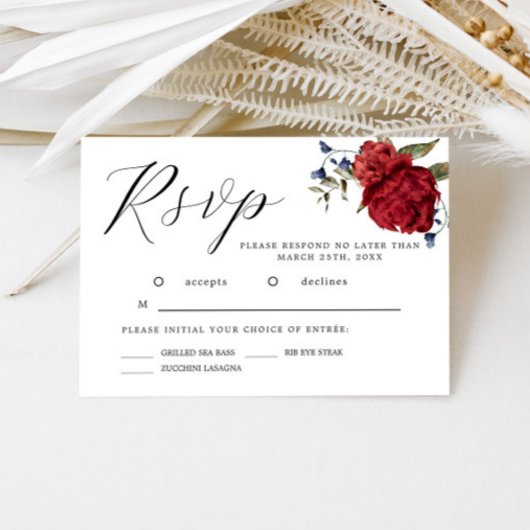 Carte RSVP de mariage de fleurs d'aquarelle de la 
