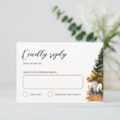 Carte RSVP de Mariage de forêt d'automne (Debout devant)