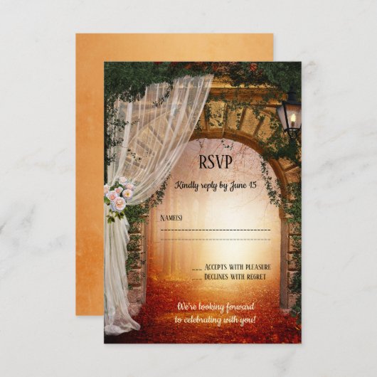 Carte RSVP de mariage de jardin ou de forêt enchan (Devant / Derrière)