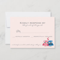 Carte RSVP de mariage de la chouette et de la chou
