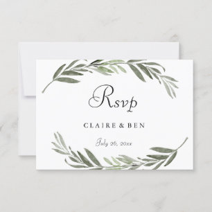 Carte RSVP de mariage de la couronne d'aquarelle