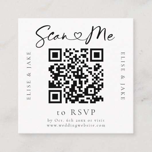 Carte RSVP de mariage de la police coeur du code Q (Devant)