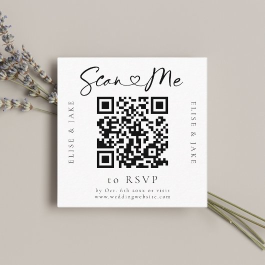 Carte RSVP de mariage de la police coeur du code Q